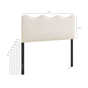 Modway Furniture Athena Scalloped Velvet King Headboard with Foam Padding for a Vintage Bedroom Alabaster MOD-7295-ALA