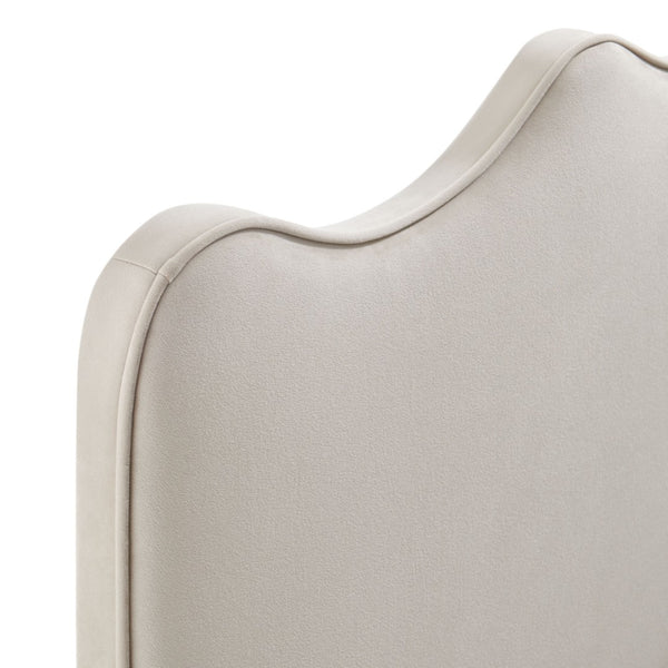 Modway Furniture Athena Scalloped Velvet King Headboard with Foam Padding for a Vintage Bedroom Almond MOD-7295-ALM