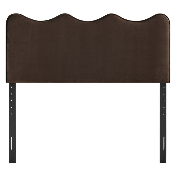 Modway Furniture Athena Scalloped Velvet King Headboard with Foam Padding for a Vintage Bedroom Chocolate Brown MOD-7295-CHB