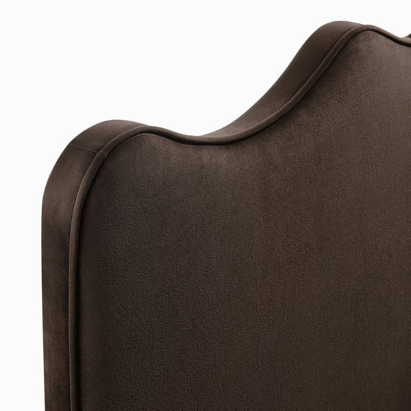 Modway Furniture Athena Scalloped Velvet King Headboard with Foam Padding for a Vintage Bedroom Chocolate Brown MOD-7295-CHB