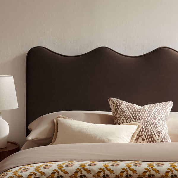 Modway Furniture Athena Scalloped Velvet King Headboard with Foam Padding for a Vintage Bedroom Chocolate Brown MOD-7295-CHB