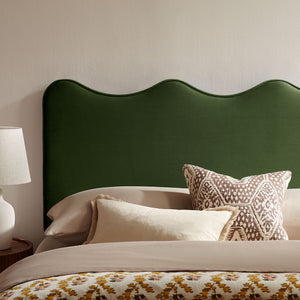 Modway Furniture Athena Scalloped Velvet King Headboard with Foam Padding for a Vintage Bedroom Moss Green MOD-7295-MOG
