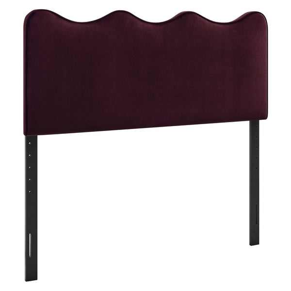 Modway Furniture Athena Scalloped Velvet King Headboard with Foam Padding for a Vintage Bedroom Mulberry MOD-7295-MUL