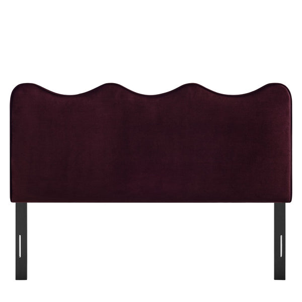 Modway Furniture Athena Scalloped Velvet King Headboard with Foam Padding for a Vintage Bedroom Mulberry MOD-7295-MUL