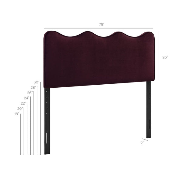 Modway Furniture Athena Scalloped Velvet King Headboard with Foam Padding for a Vintage Bedroom Mulberry MOD-7295-MUL
