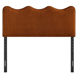 Modway Furniture Athena Scalloped Velvet King Headboard with Foam Padding for a Vintage Bedroom Rust MOD-7295-RUS