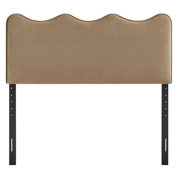 Modway Furniture Athena Scalloped Velvet King Headboard with Foam Padding for a Vintage Bedroom Taupe MOD-7295-TAU