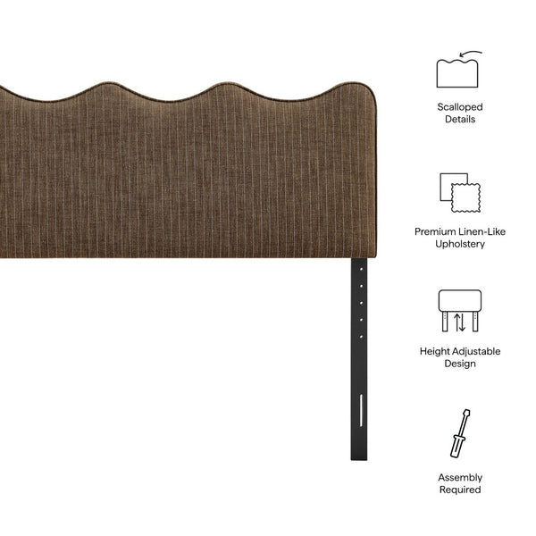Modway Furniture Athena Scalloped Wave Linen Upholstered King Headboard with Foam Padding by Modway Earth Stripe MOD-7296-ETS