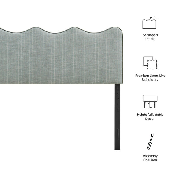 Modway Furniture Athena Scalloped Wave Linen Upholstered King Headboard with Foam Padding by Modway Spa Blue Stripe MOD-7296-SPA