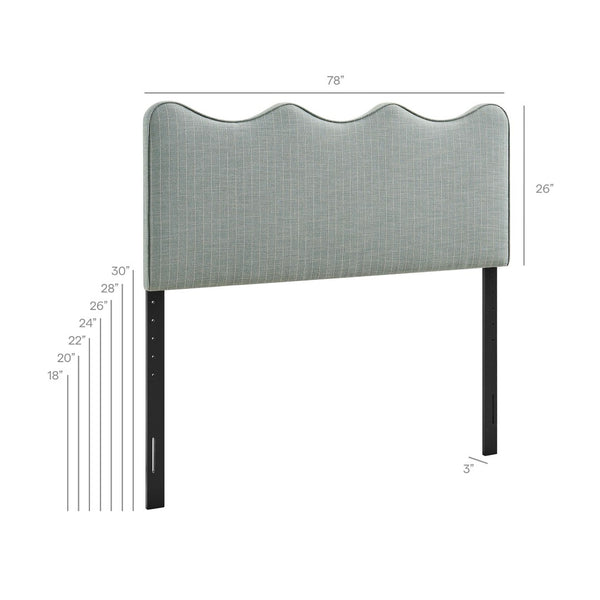 Modway Furniture Athena Scalloped Wave Linen Upholstered King Headboard with Foam Padding by Modway Spa Blue Stripe MOD-7296-SPA