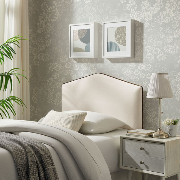 Modway Furniture Cosette Performance Velvet Upholstered Headboard with Foam Padding and Tailored Piping Alabaster MOD-7297-ALA