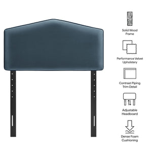 Modway Furniture Cosette Performance Velvet Upholstered Headboard with Foam Padding and Tailored Piping Cadet Blue MOD-7297-CAB