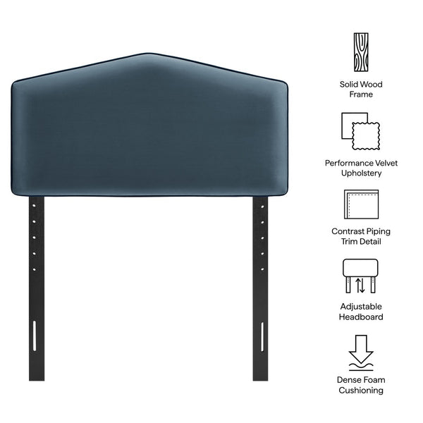 Modway Furniture Cosette Performance Velvet Upholstered Headboard with Foam Padding and Tailored Piping Cadet Blue MOD-7297-CAB