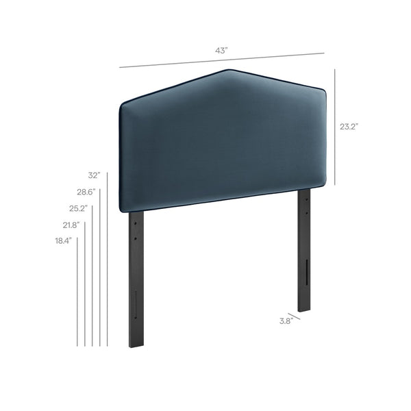 Modway Furniture Cosette Performance Velvet Upholstered Headboard with Foam Padding and Tailored Piping Cadet Blue MOD-7297-CAB