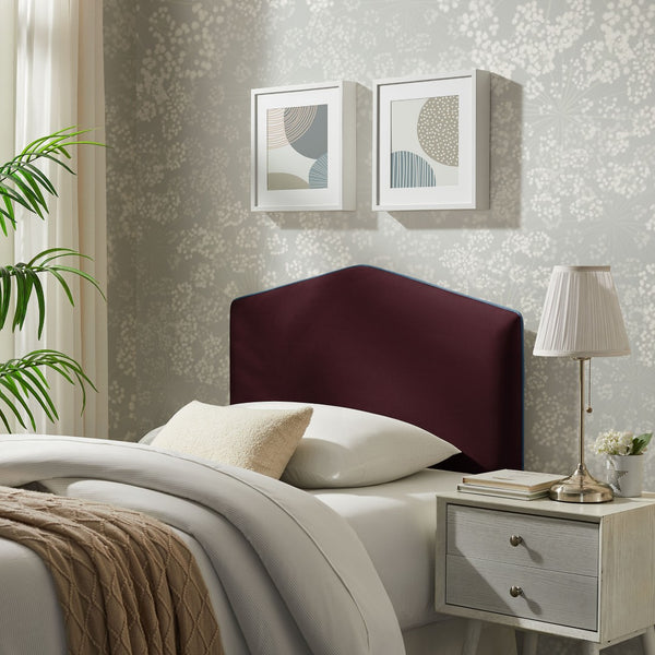 Modway Furniture Cosette Performance Velvet Upholstered Headboard with Foam Padding and Tailored Piping Mulberry MOD-7297-MUL