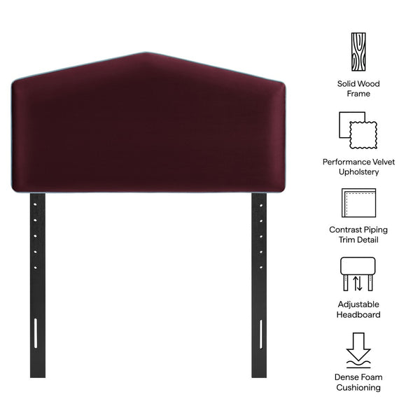 Modway Furniture Cosette Performance Velvet Upholstered Headboard with Foam Padding and Tailored Piping Mulberry MOD-7297-MUL