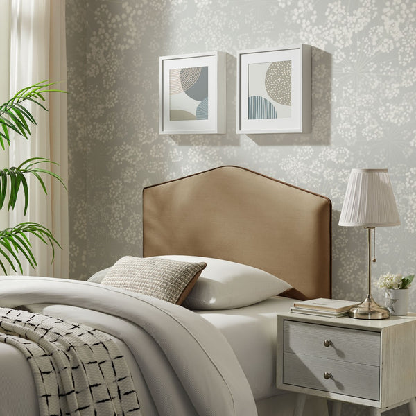 Modway Furniture Cosette Performance Velvet Upholstered Headboard with Foam Padding and Tailored Piping Taupe MOD-7297-TAU