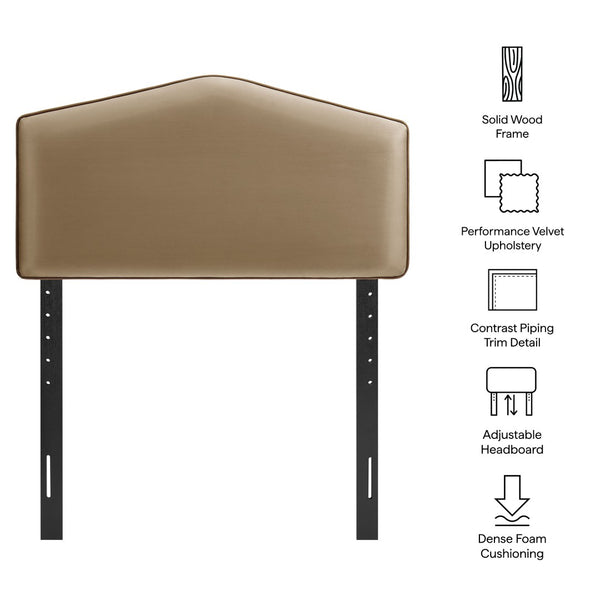 Modway Furniture Cosette Performance Velvet Upholstered Headboard with Foam Padding and Tailored Piping Taupe MOD-7297-TAU