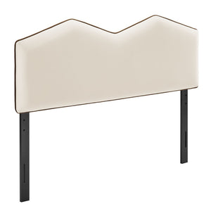 Modway Furniture Cosette Modway Velvet Upholstered Headboard Dual Peak Piped Trim Full Bedroom Accent Alabaster MOD-7298-ALA