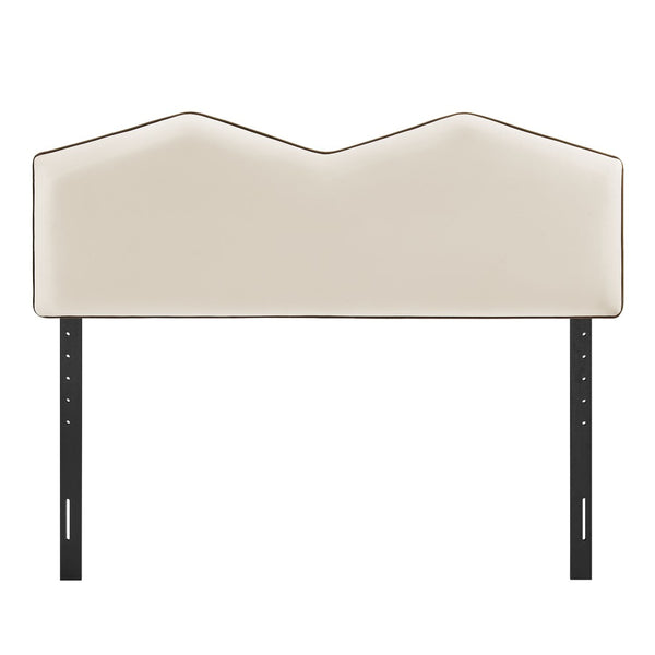 Modway Furniture Cosette Modway Velvet Upholstered Headboard Dual Peak Piped Trim Full Bedroom Accent Alabaster MOD-7298-ALA