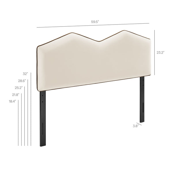 Modway Furniture Cosette Modway Velvet Upholstered Headboard Dual Peak Piped Trim Full Bedroom Accent Alabaster MOD-7298-ALA