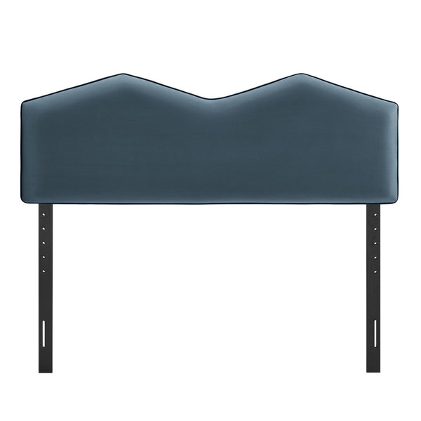 Modway Furniture Cosette Modway Velvet Upholstered Headboard Dual Peak Piped Trim Full Bedroom Accent Cadet Blue MOD-7298-CAB