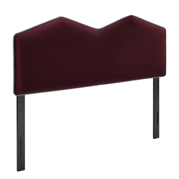Modway Furniture Cosette Modway Velvet Upholstered Headboard Dual Peak Piped Trim Full Bedroom Accent Mulberry MOD-7298-MUL