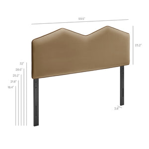 Modway Furniture Cosette Modway Velvet Upholstered Headboard Dual Peak Piped Trim Full Bedroom Accent Taupe MOD-7298-TAU