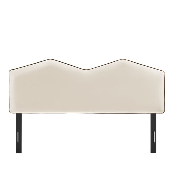 Modway Furniture Cosette Performance Velvet Upholstered Queen Headboard with Arched Dual Peak Design Alabaster MOD-7299-ALA