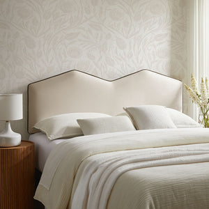 Modway Furniture Cosette Performance Velvet Upholstered Queen Headboard with Arched Dual Peak Design Alabaster MOD-7299-ALA