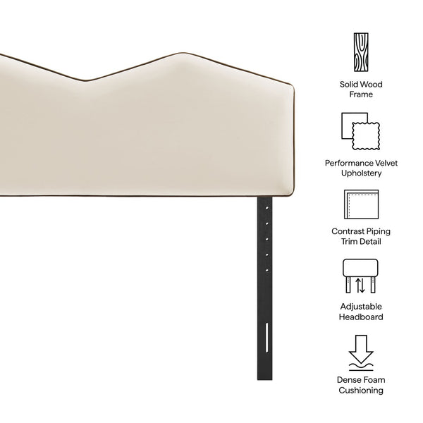 Modway Furniture Cosette Performance Velvet Upholstered Queen Headboard with Arched Dual Peak Design Alabaster MOD-7299-ALA