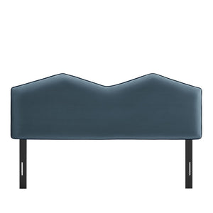 Modway Furniture Cosette Performance Velvet Upholstered Queen Headboard with Arched Dual Peak Design Cadet Blue MOD-7299-CAB