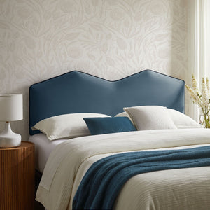 Modway Furniture Cosette Performance Velvet Upholstered Queen Headboard with Arched Dual Peak Design Cadet Blue MOD-7299-CAB