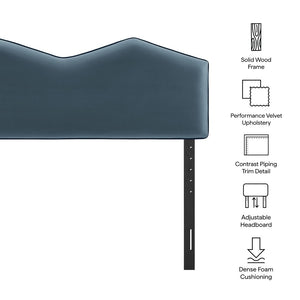 Modway Furniture Cosette Performance Velvet Upholstered Queen Headboard with Arched Dual Peak Design Cadet Blue MOD-7299-CAB