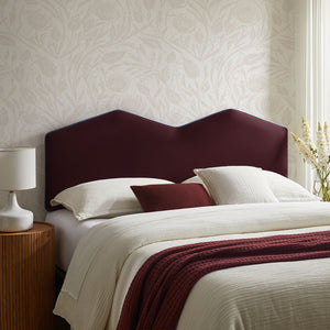Modway Furniture Cosette Performance Velvet Upholstered Queen Headboard with Arched Dual Peak Design Mulberry MOD-7299-MUL