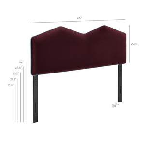 Modway Furniture Cosette Performance Velvet Upholstered Queen Headboard with Arched Dual Peak Design Mulberry MOD-7299-MUL