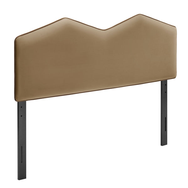 Modway Furniture Cosette Performance Velvet Upholstered Queen Headboard with Arched Dual Peak Design Taupe MOD-7299-TAU