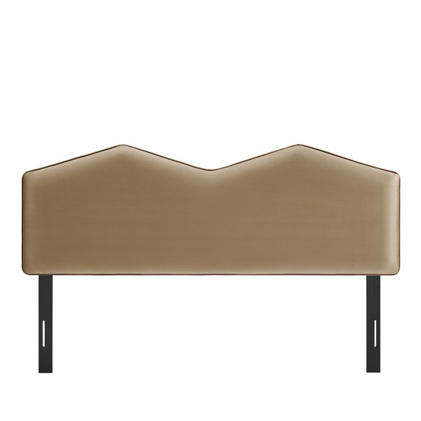 Modway Furniture Cosette Performance Velvet Upholstered Queen Headboard with Arched Dual Peak Design Taupe MOD-7299-TAU