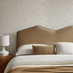 Modway Furniture Cosette Performance Velvet Upholstered Queen Headboard with Arched Dual Peak Design Taupe MOD-7299-TAU