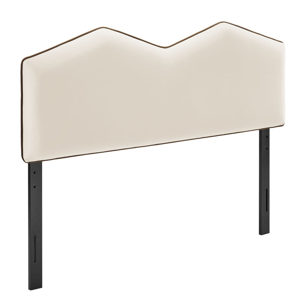Modway Furniture Cosette Modway Velvet King Headboard with Dual Peak Silhouette and Piping Trim Alabaster MOD-7300-ALA