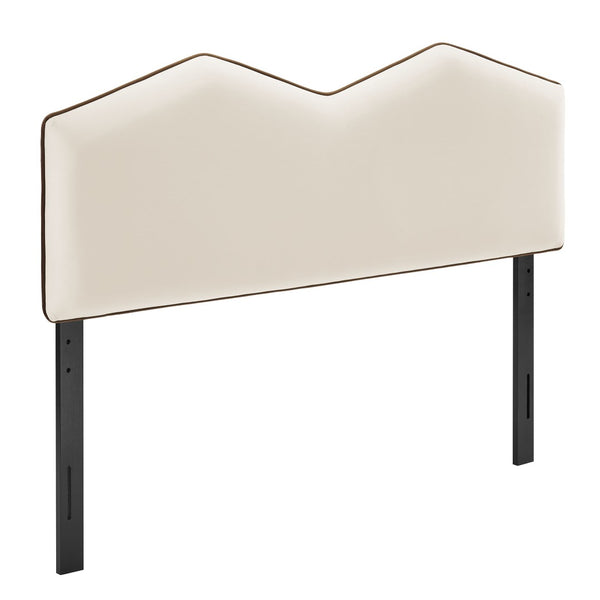 Modway Furniture Cosette Modway Velvet King Headboard with Dual Peak Silhouette and Piping Trim Alabaster MOD-7300-ALA