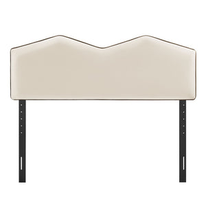Modway Furniture Cosette Modway Velvet King Headboard with Dual Peak Silhouette and Piping Trim Alabaster MOD-7300-ALA