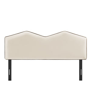 Modway Furniture Cosette Modway Velvet King Headboard with Dual Peak Silhouette and Piping Trim Alabaster MOD-7300-ALA