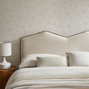 Modway Furniture Cosette Modway Velvet King Headboard with Dual Peak Silhouette and Piping Trim Alabaster MOD-7300-ALA