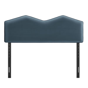 Modway Furniture Cosette Modway Velvet King Headboard with Dual Peak Silhouette and Piping Trim Cadet Blue MOD-7300-CAB