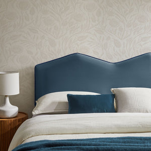 Modway Furniture Cosette Modway Velvet King Headboard with Dual Peak Silhouette and Piping Trim Cadet Blue MOD-7300-CAB