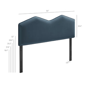 Modway Furniture Cosette Modway Velvet King Headboard with Dual Peak Silhouette and Piping Trim Cadet Blue MOD-7300-CAB