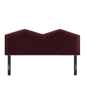 Modway Furniture Cosette Modway Velvet King Headboard with Dual Peak Silhouette and Piping Trim Mulberry MOD-7300-MUL