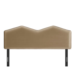 Modway Furniture Cosette Modway Velvet King Headboard with Dual Peak Silhouette and Piping Trim Taupe MOD-7300-TAU