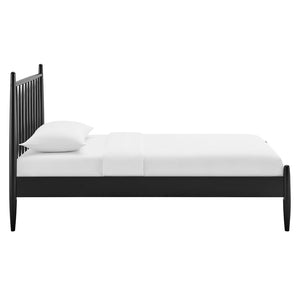 Modway Furniture Zane Rubberwood Spindle Platform Bed Sculpted Mid Century Frame for Twin Rooms Black MOD-7301-BLK